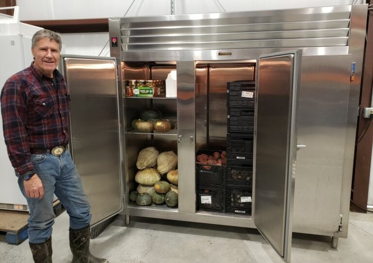 Ken Hamilton with his Traulsen (used) commercial refrigerator purchased from ObtainSurplus.com at the Bio Technologies Research Facility in Utah